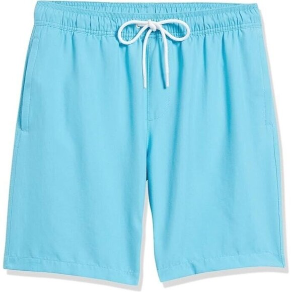 Men's 9" Quick-Dry Swim Trunk Shorts, Aqua Blue- New - Picture 1 of 10